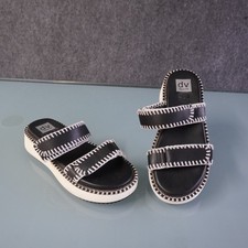 DV Dolce Vita Debra Thistle Platform Sandals Women Size 9 Black White Stitch