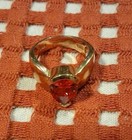 Vintage 925 Silver Gold Vermeil Fiery Orange Stone Ring Size 10 — photo 2