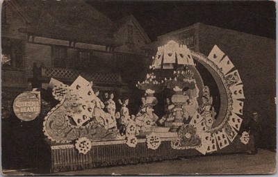 Vintage 1909 FIESTA DE LOS ANGELES Postcard ''Queen of Hearts'' Parade Float