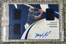 2020 Panini Immaculate Yordan Alvarez RC Triple Patch Auto Blue Holo /25 MINT