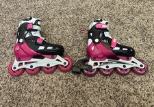 New Bounce Adjustable Inline Roller Blades Kids Small US Sizes 12-2 Pink Girls