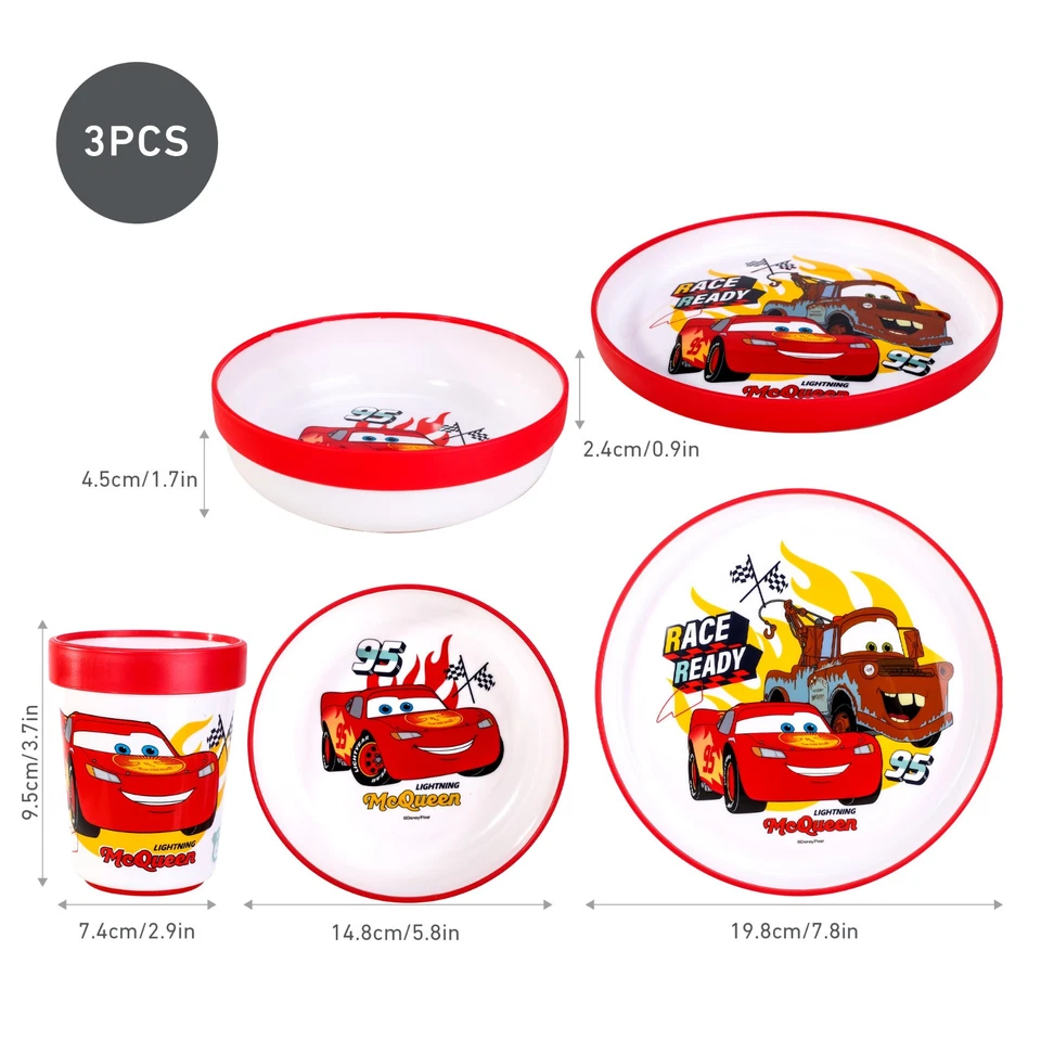 Cars Kids 6 Piece Dinnerware Cutlery Set - Plate/Bowl/Cup/Knife/Fork/Spoon - Image 2 of 4