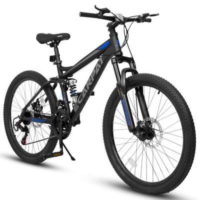 26'' Full Suspension Mountain Bike 21 Speeds MTB Bike for Men Women Disc Brakes