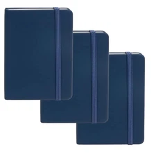 A6 Pocket Size Mini Hardcover Notebooks 124 pages (Navy, 3 Pack)