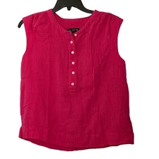 J. Crew Pink Cora Soft Gauze Cotton Button Sleeveless Top - XSmall