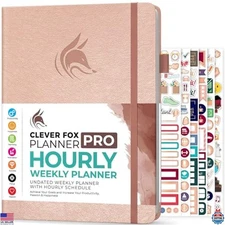 Undated Weekly & Monthly Planner with Time Slots, A4 Organizer - Rose Gold