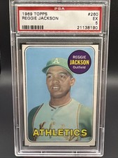Reggie Jackson 1969 Topps Baseball Rookie Card #260. PSA 5. Excellent.. rookie card picture
