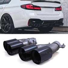 M5 STYLE TAILPIPES GLOSS BLACK QUAD EXIT EXHAUST TIPS FOR BMW 5 SERIES G30 2018+