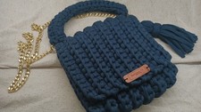 Handmade Royal Blue Crochet Luxury Handbag - ...