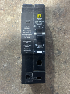 #ad SQUARE D EDP14020EPD 1POLE 20AMP 277VOLT BOLT ON BREAKER 30MA GFI FOR EQUIPMENT $95.00
