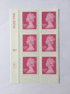 £2.97 Rose Pink W1 M20L Self Adhesive Machin cylinder block of 6