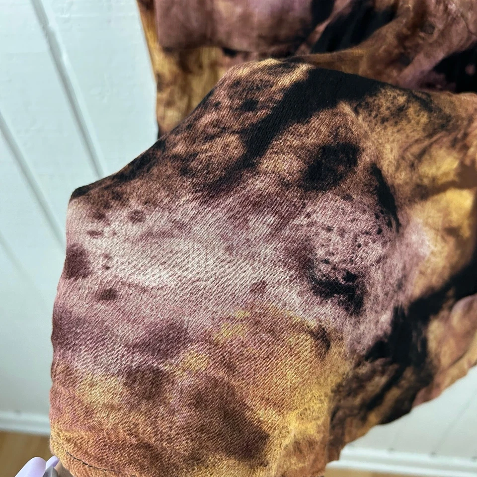 Torrid Women Long Sleeve Tie Dye Top Blouse Witch Fall Boho Grunge Brown Size 2X - Image 4 of 4