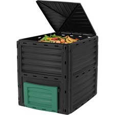 Garden Compost Bin Box Container Kitchen Waste Durable Waterproof Black 300L