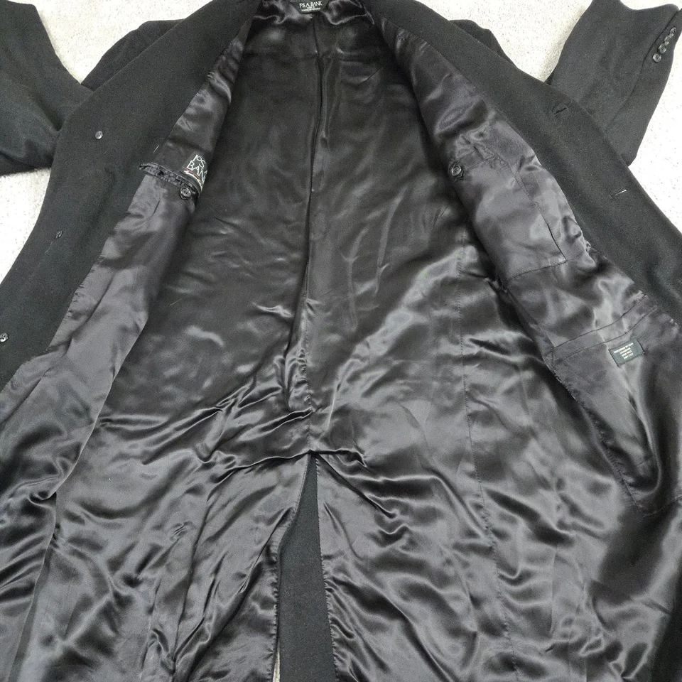Jos. A. Bank 100% Cashmere Long Overcoat Black Size 42R Quiet Luxury Preppy - Image 4 of 4