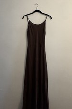 R alisation THE UNDER Silk Full Slip Underdress Brown Spaghetti Strap Maxi M