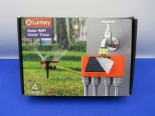 Lumary Solar WiFi Sprinkler Timer 4 Zone w/Water Flow Meter Smart Water Timer C2
