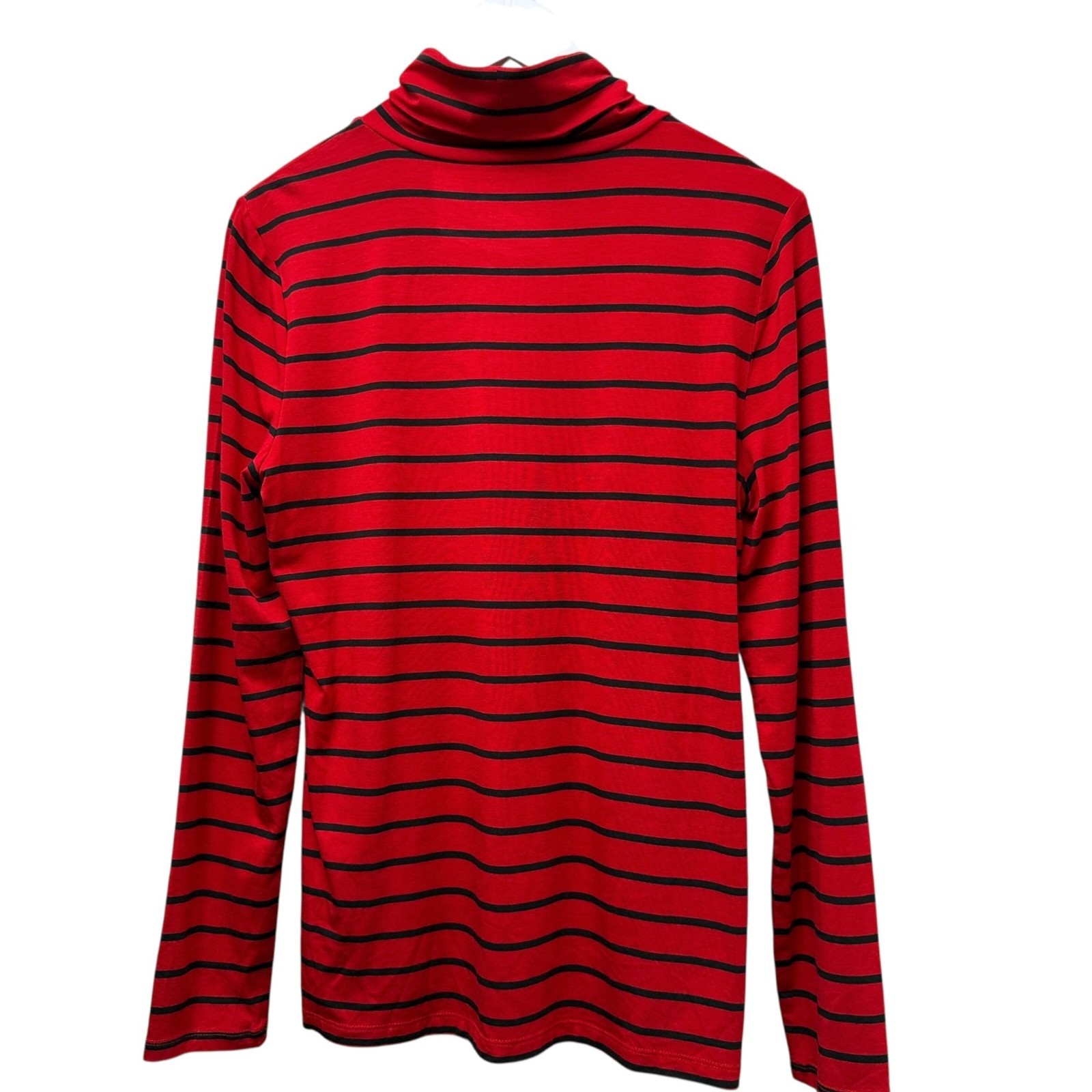 TALBOTS Turtleneck Size Medium Red Black Stripe W… - image 5