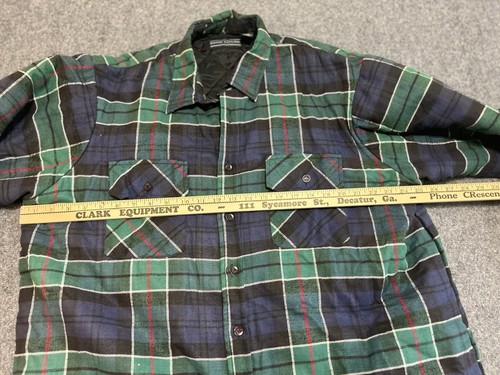 David Taylor Button Up Flannel Shacket Men's XLT Tall Blue Green Plaid Cotton - Picture 3 of 6
