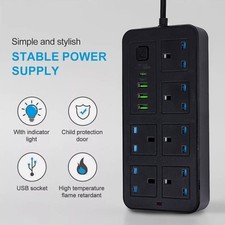 Extension Lead With USBC 3/6 Gang Way Sockets 2/3/5M Cable Electric Mains Power