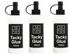 3x 150ml Tacky Glue for Arts & Crafts Fabric Dries Clear Paper Card Quick Dry