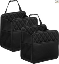Car Organizer Back Seat, 2 Pack Waterproof Pu Leather Black 2Pack Large
