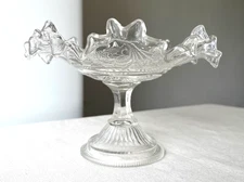 Antiques pedestal Glass Vase Compote Bowl Vase Ruffled top