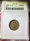 1909 S VDB Lincoln Copper Cent ANACS VF 30 - Lincoln Cent (Wheat Reverse)