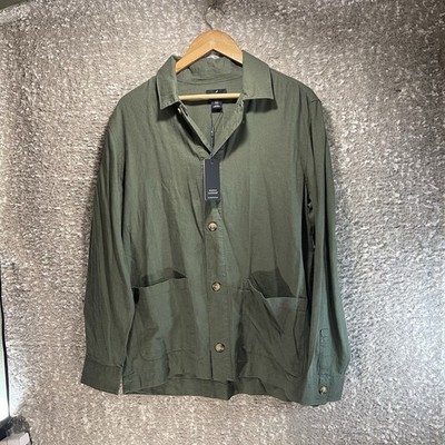 Daniel Hechter Men s Casual Shirt Green Long Sleeves Pockets M Linen Blend NWT