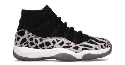 Jordan Air Jordan 11 Animal Print High Top Black/White Breathable Men's Sneakers