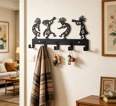 Wall Mount Key Holder Native American Tribal Metal Key Hook Rack Entryway Decor