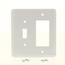 TayMac White Textured 2-Gang Toggle-Decorator Device Mid-Size Metal Wallplate