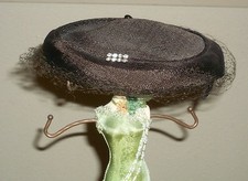 Clover Lane Vintage Brown Hat w/ Netting Rhinestone Detail