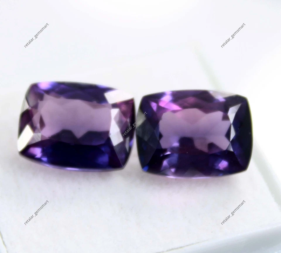 Purple Tanzanite Pair 10 Ct Certified Cushion Cut Loose Gemstones - Image 3 of 4