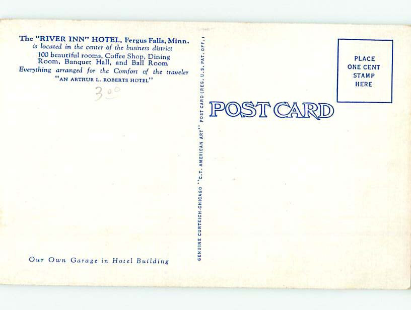 Linen HOTEL SCENE Fergus Falls Minnesota MN 10/19 AE1782 eBay