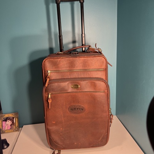 Orvis Full Leather 24"x11"x15" Rolling Wheeled Carryon Rugged Luggage
