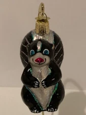 OWC Old World Christmas Skunk Blown Glass Ornament 3.0" with Tag Merck Family