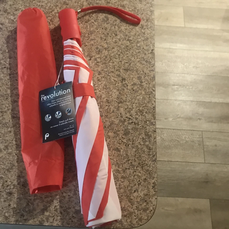 Paraguas The Revolution Nylon Rayas 42" Arco Naranja/Blanco 2352MM, NUEVO Foto 2 de 3