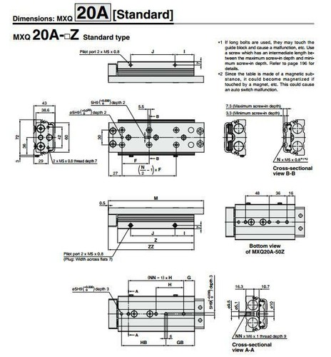 SMC MXQ20A-100Z Pneumatic slide cylinder New.⊕IK - Picture 5 of 5
