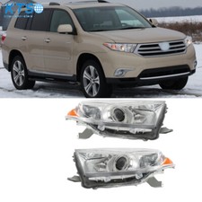For Toyota Highlander 2011-2013 Headlights Pair Headlamps Chrome Leftright Side