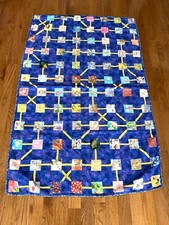 43 X 66 Handmade Kids Blanket Quilt Patchwork Granny Square Used Floral Back