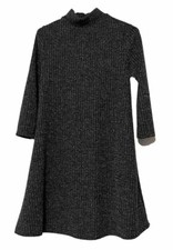 FRENCH ATMOSPHERE Knit Shift Dress Black Speckled Sz Small Stretch