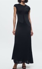 ZARA DRESS WOMEN LONG KNIT BLACK SZ SMALL MAXI NWT