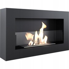 Biocamino Bioetanolo da Parete moderno nero GOLF FLAT TÜV con Vetro 64,8cm 0,4L