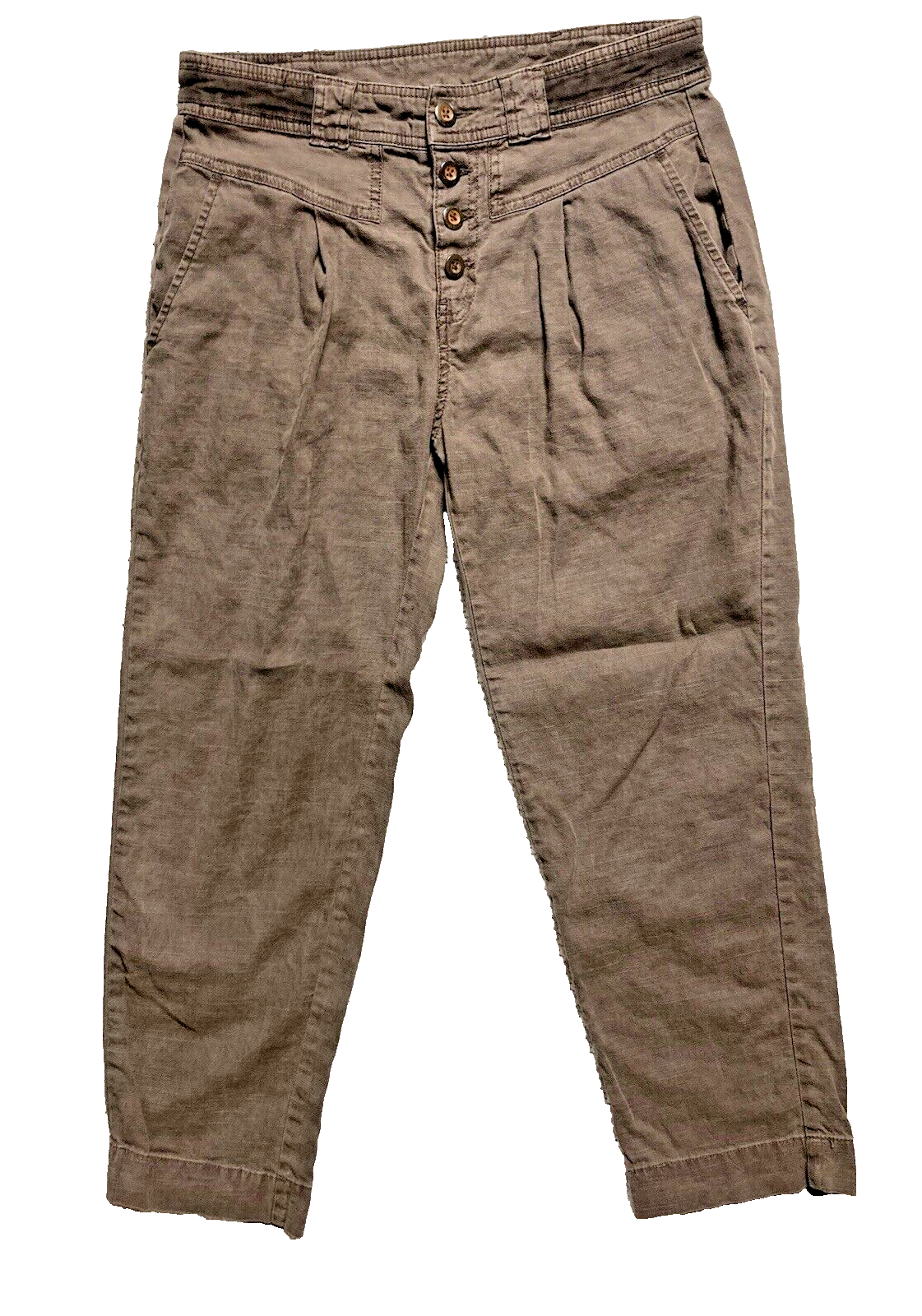Sundance Womens Brown Tencel Pleated Button Fly Pants Size P6