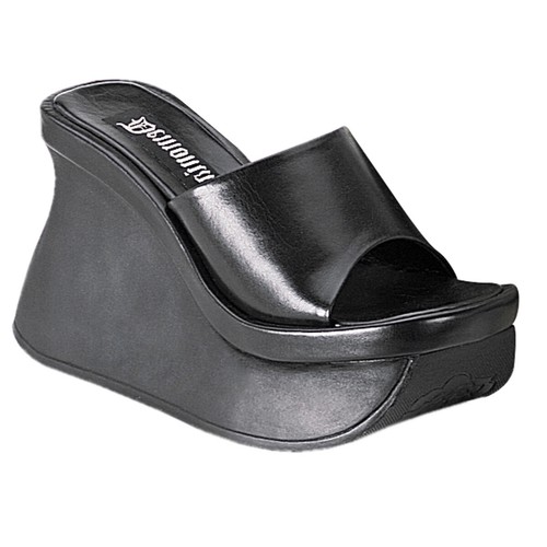 Black Chunky Platform 90s Slips Ons High Heels Wedges Sandals Demonia Goth  Punk | eBay
