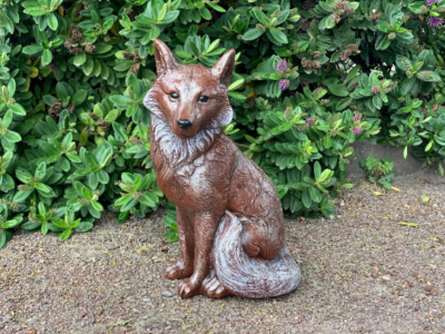 Fox garden ornament Concrete fox statue outdoor Wildlife decor for
