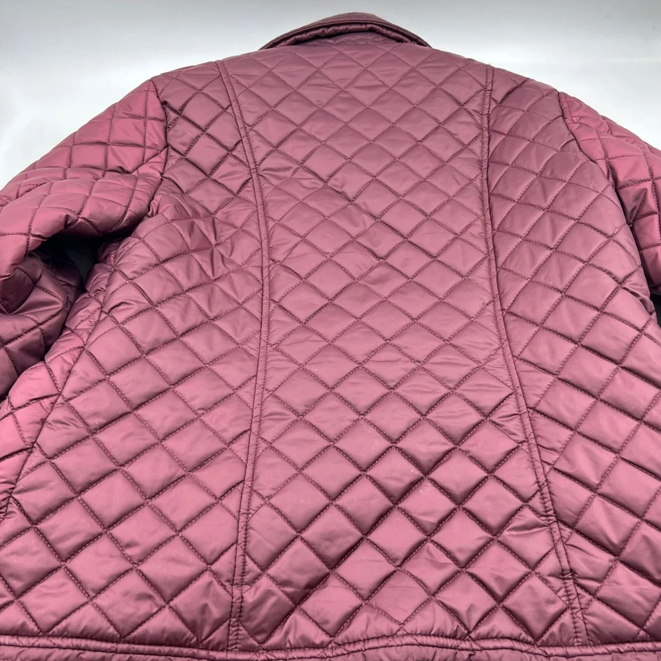 Abrigo Covington Mujer Abotonado Burbuja Talla L Rojo Borgoña Poliéster Cuello Foto 4 de 4