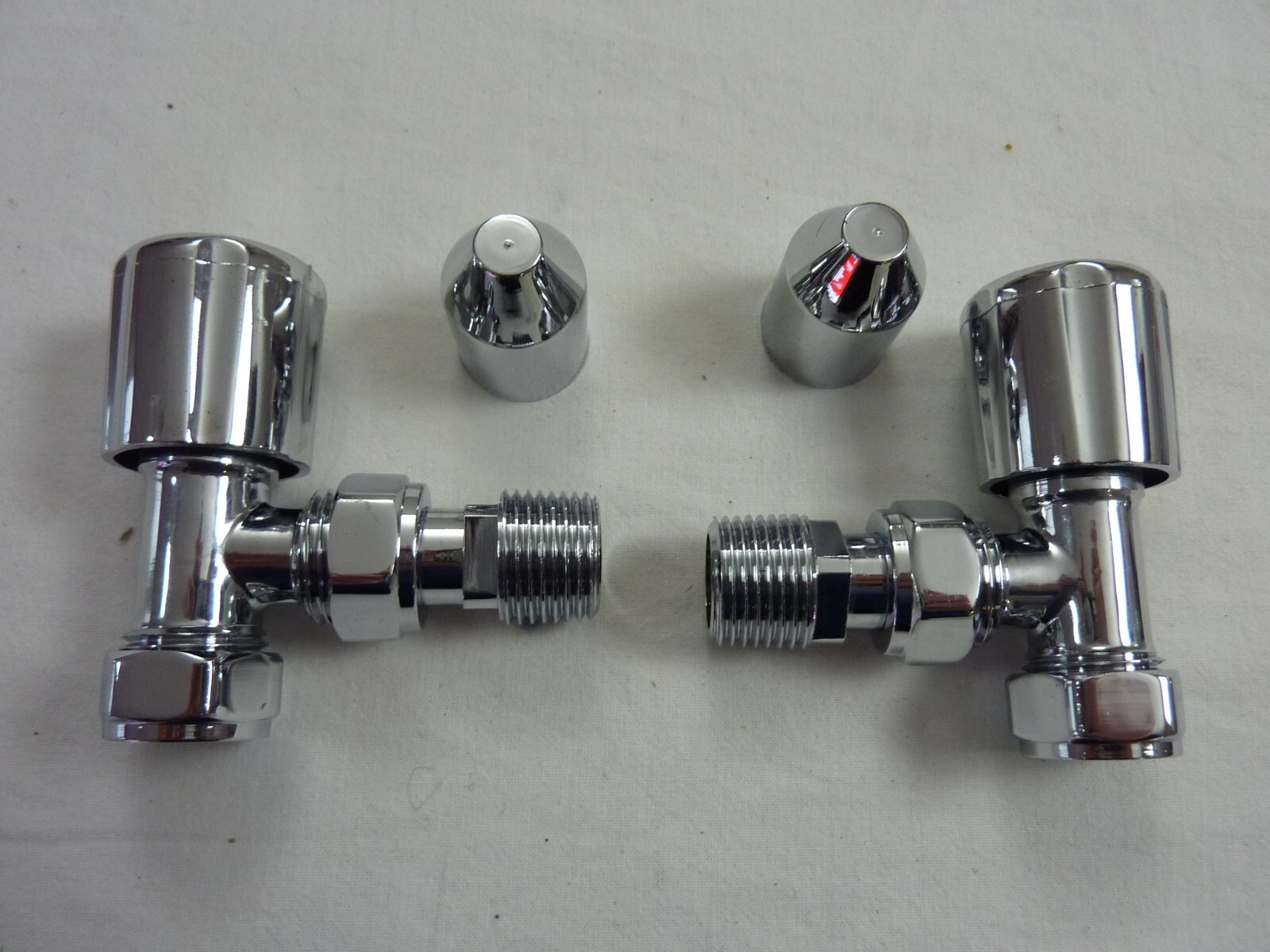 15mm x 1/2" Angled Towel Rail Chrome Valves PACK OF 2 (Pair)