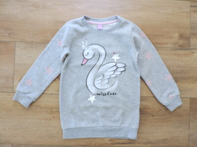   Süße Mädchen Pullover / Longpulli interaktiv von dopodopo in Grau Gr. 116  