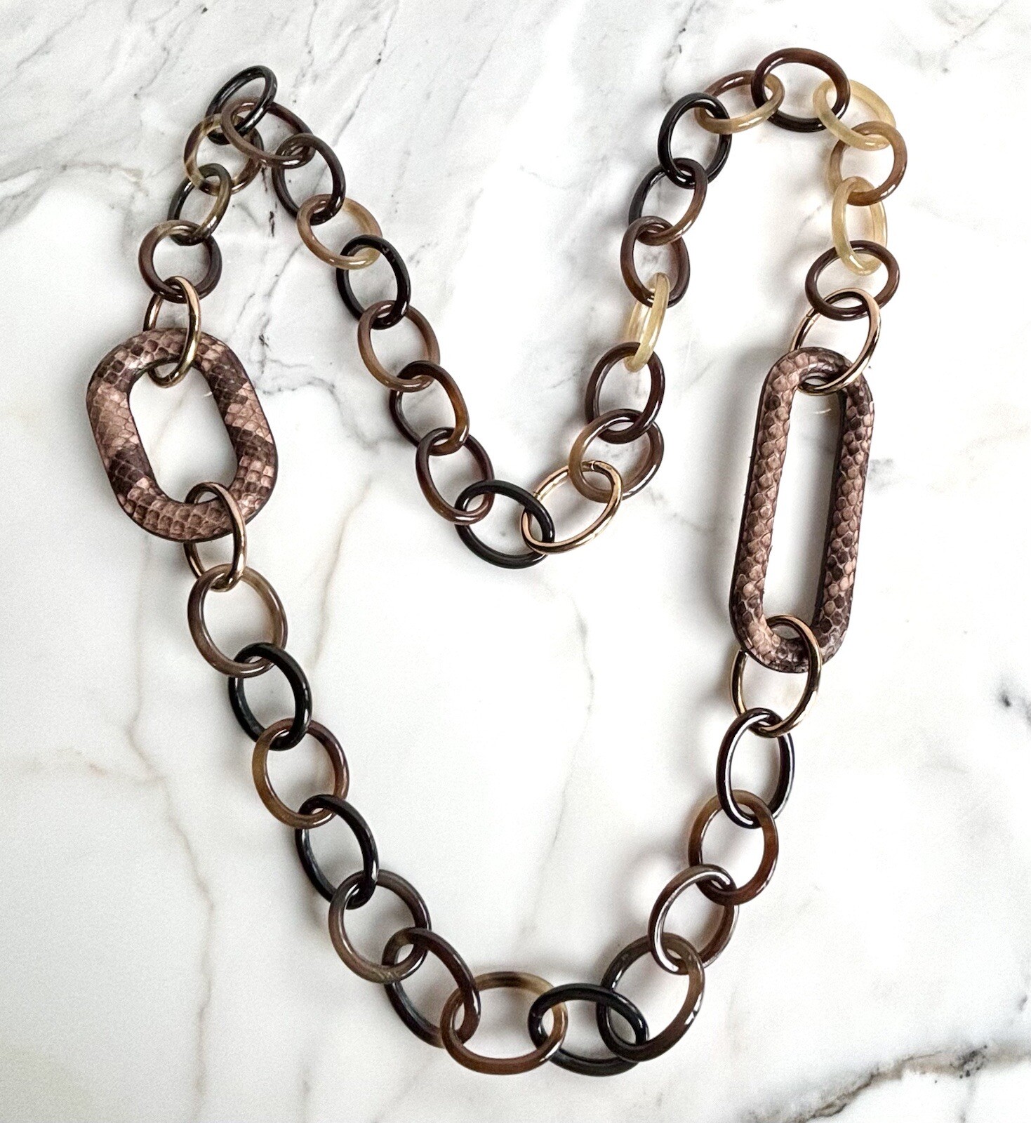 ITALIAN STERLING SILVER, PYTHON, HORN LINK STATEM… - image 1